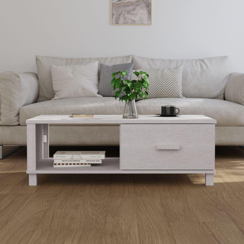 Coffee Table White 100x55x35 cm Solid Wood Pine