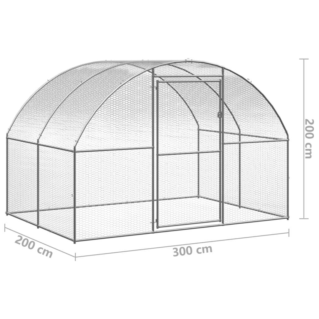 Outdoor Chicken Coop 3x2x2 m Galvanised Steel