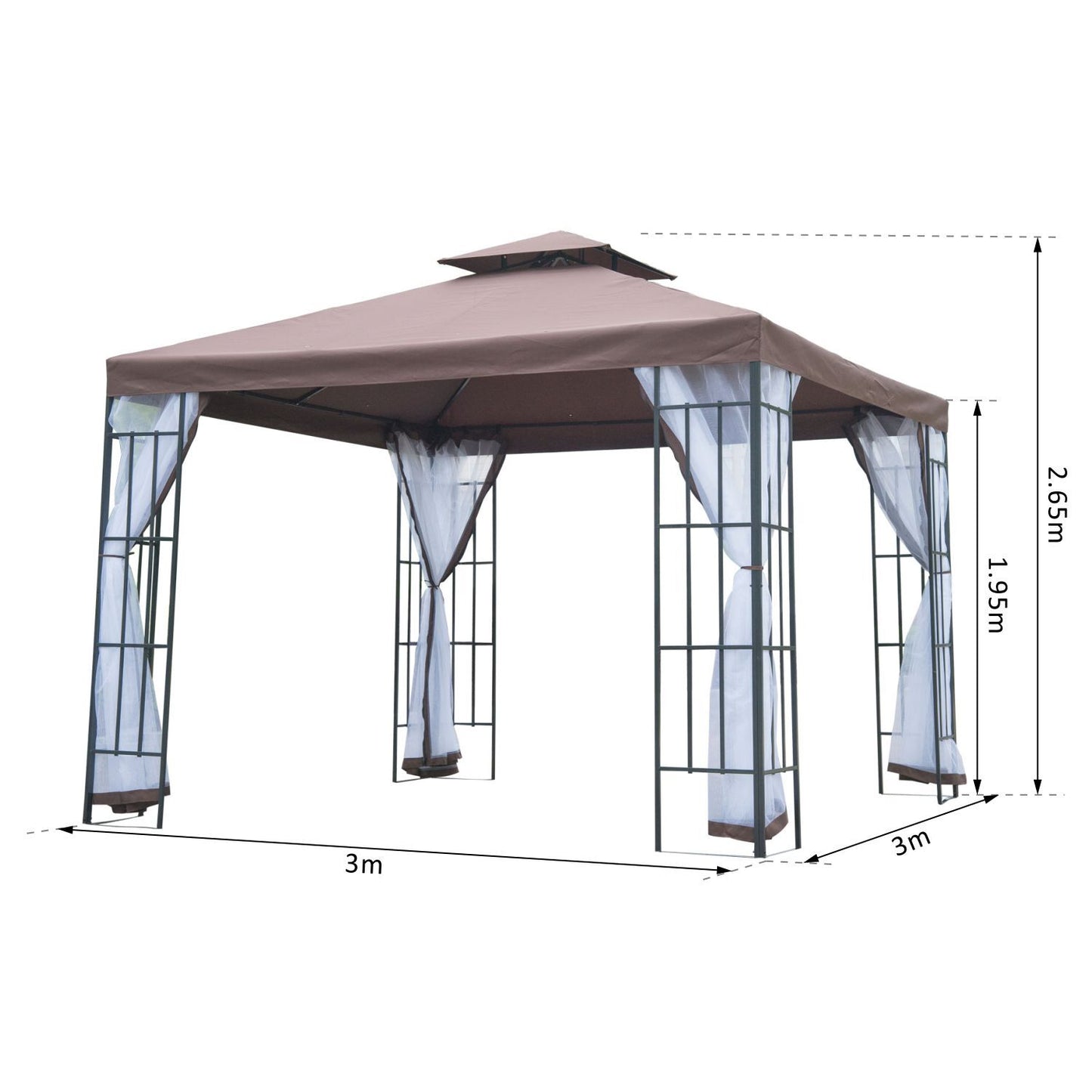 3x3m Gazebo Marquee Metal Party Tent Canopy Pavillion  Steel Frame