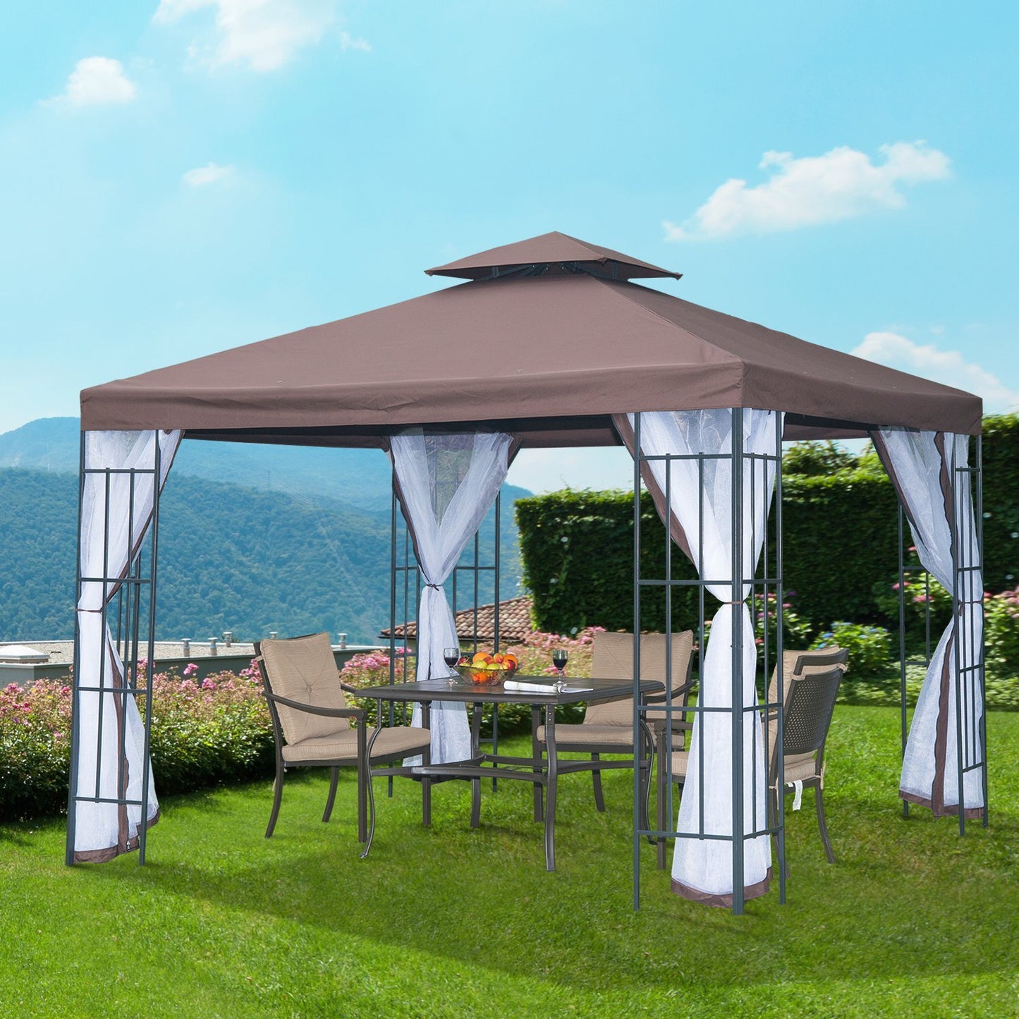 3x3m Gazebo Marquee Metal Party Tent Canopy Pavillion  Steel Frame