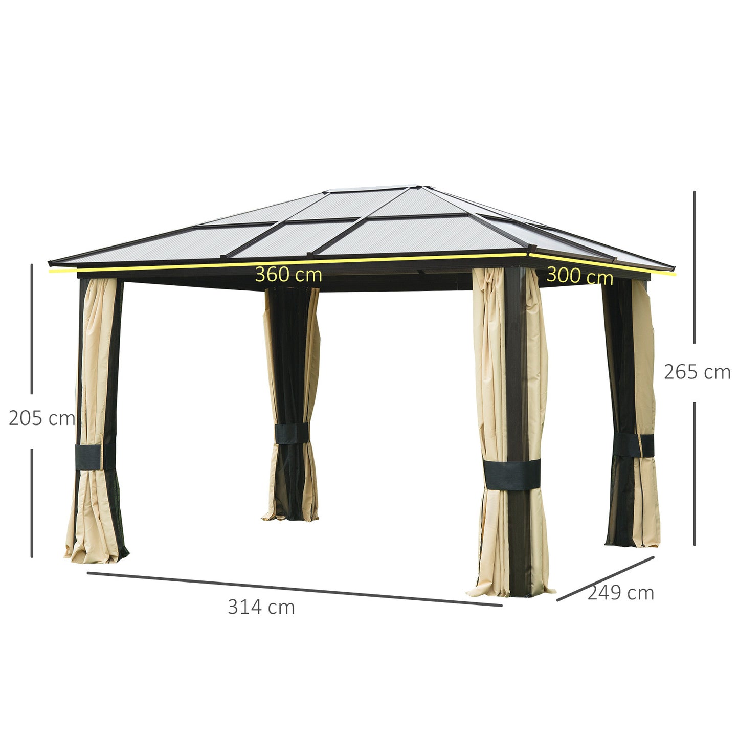 Garden Party Tent Gazebo 3x3.6 m-Brown/Beige