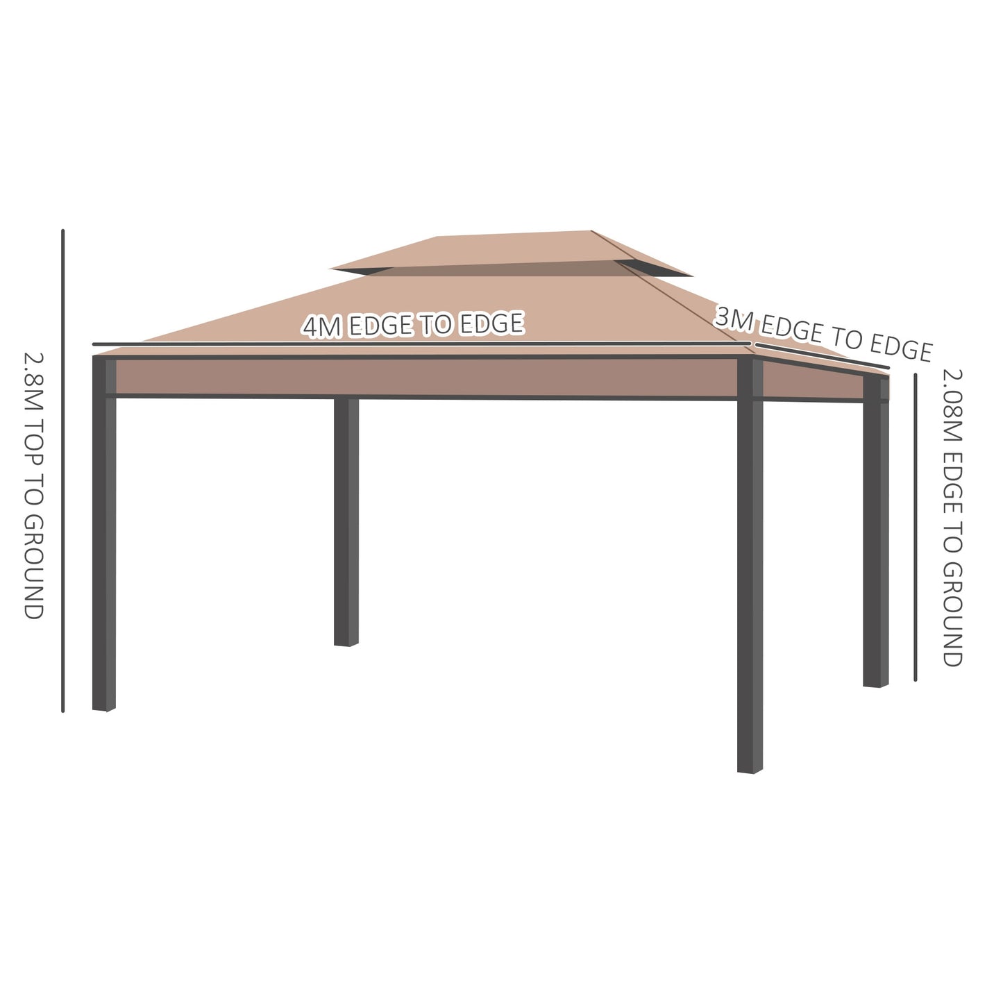 3x4m Metal Gazebo Marquee Patio Canopy Shelter with Sidewalls Pavilion