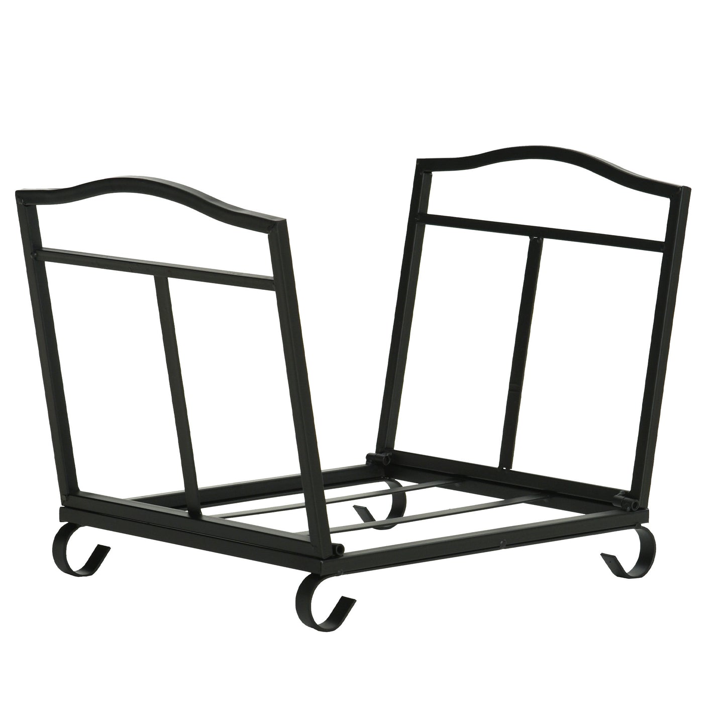 Firewood Log Rack Log Holder Wood Storage Rack with Scrolls Foldable In Outdoors