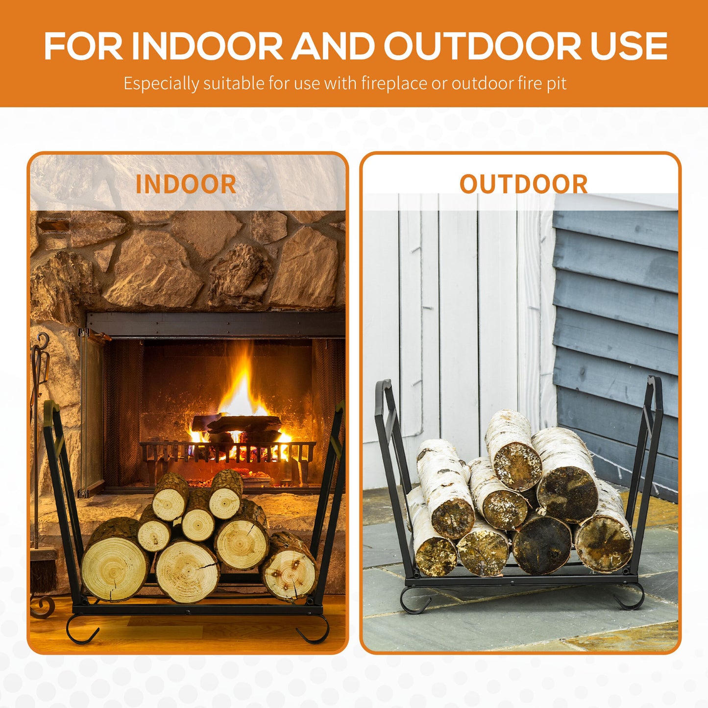 Firewood Log Rack Log Holder Wood Storage Rack with Scrolls Foldable In Outdoors