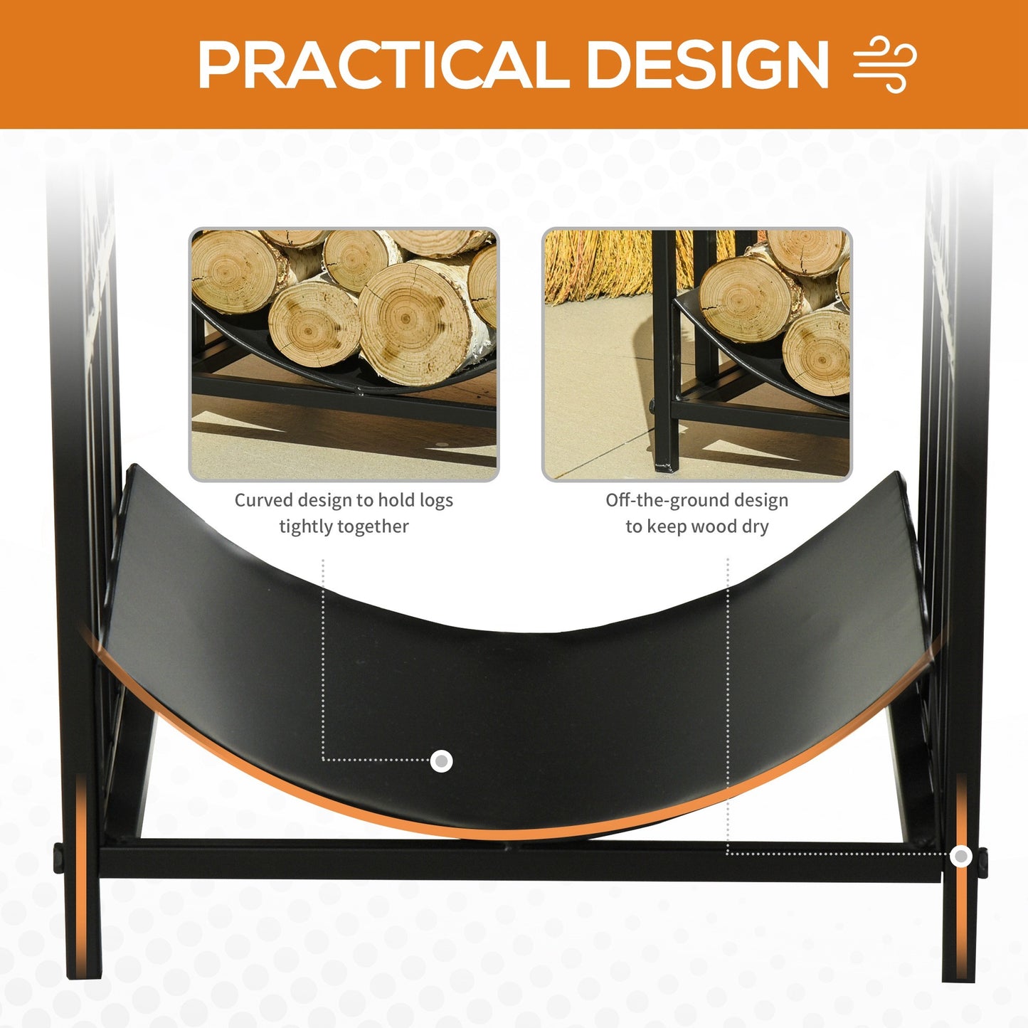 Firewood Log Rack Curved Log Holder Wood Storage Handles Rack Bear Shape