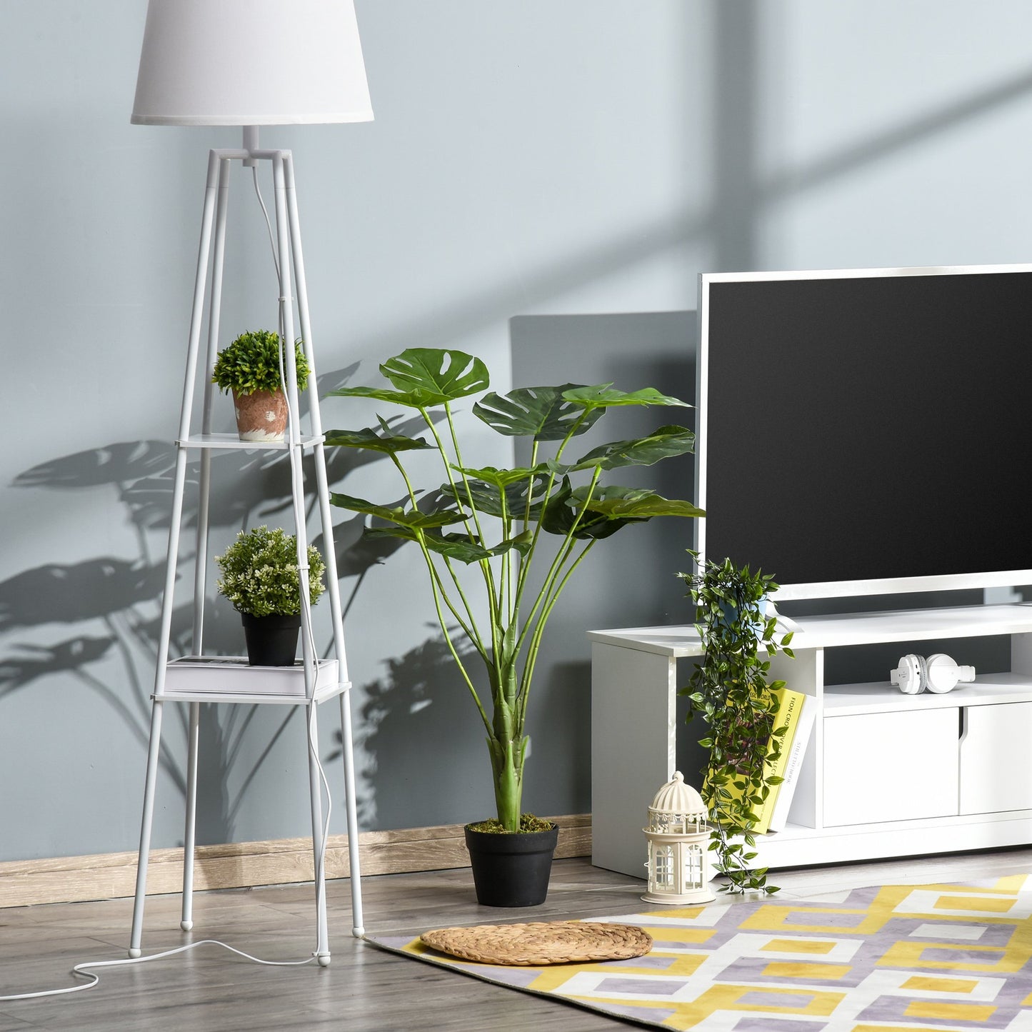 Artificial Monstera Tree 13 Leaves & Nursery Pot, Fake Tropical Palm Tree 85cm