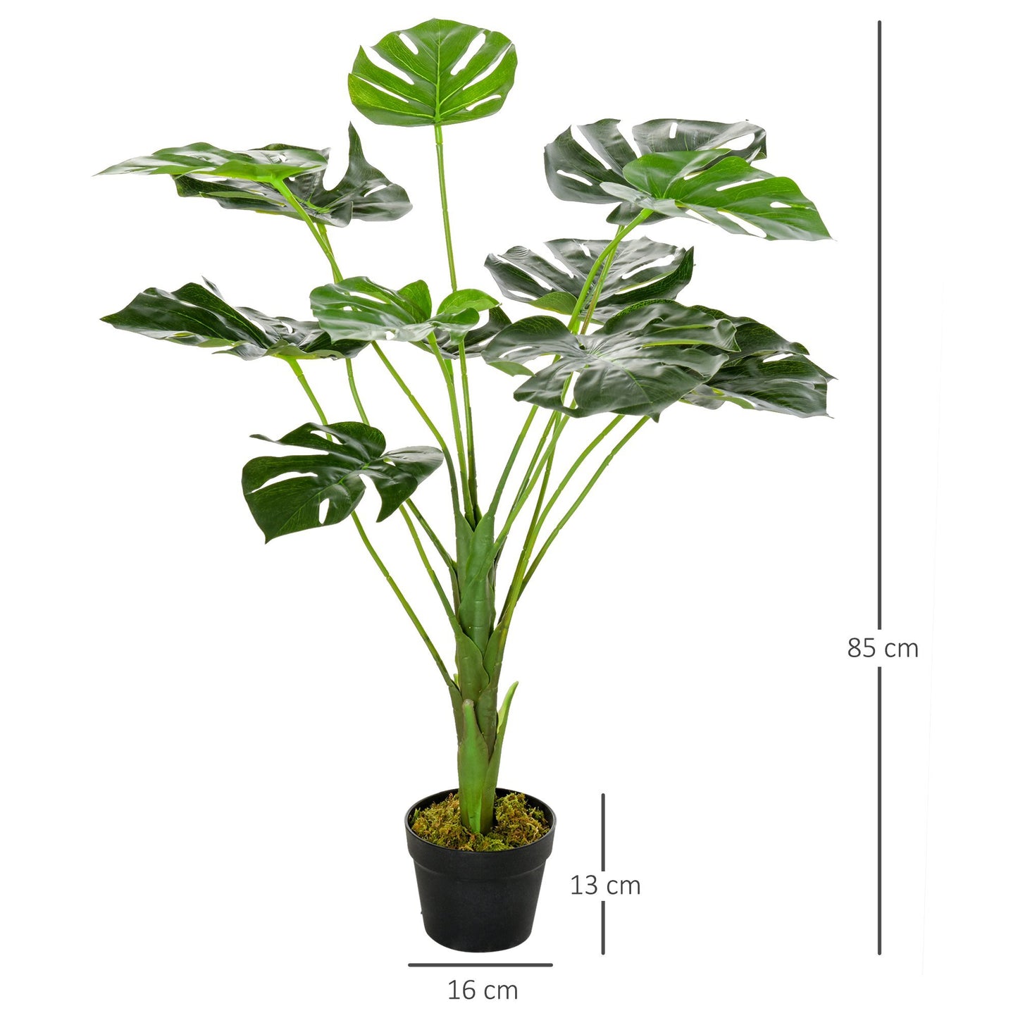 Artificial Monstera Tree 13 Leaves & Nursery Pot, Fake Tropical Palm Tree 85cm