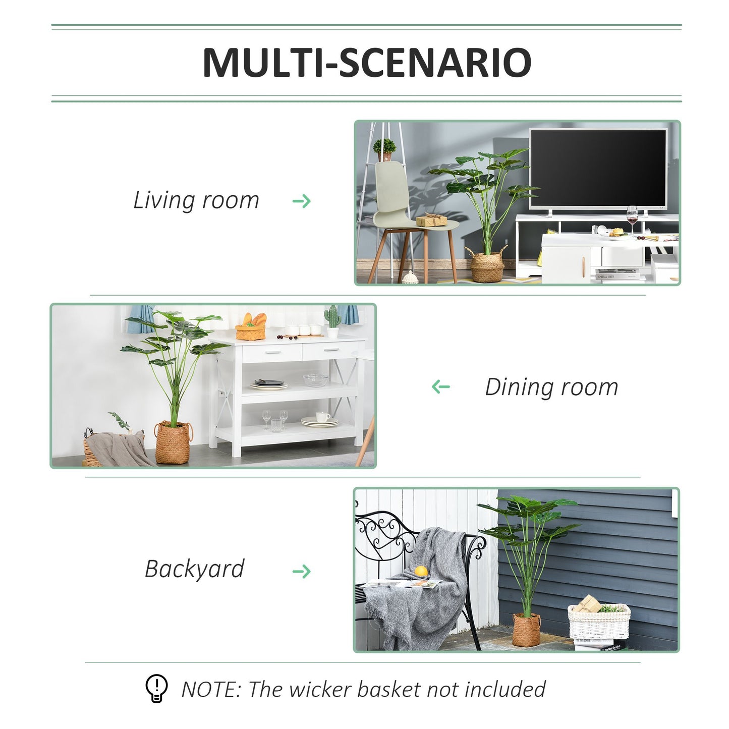 Artificial Monstera Tree 13 Leaves & Nursery Pot, Fake Tropical Palm Tree 85cm