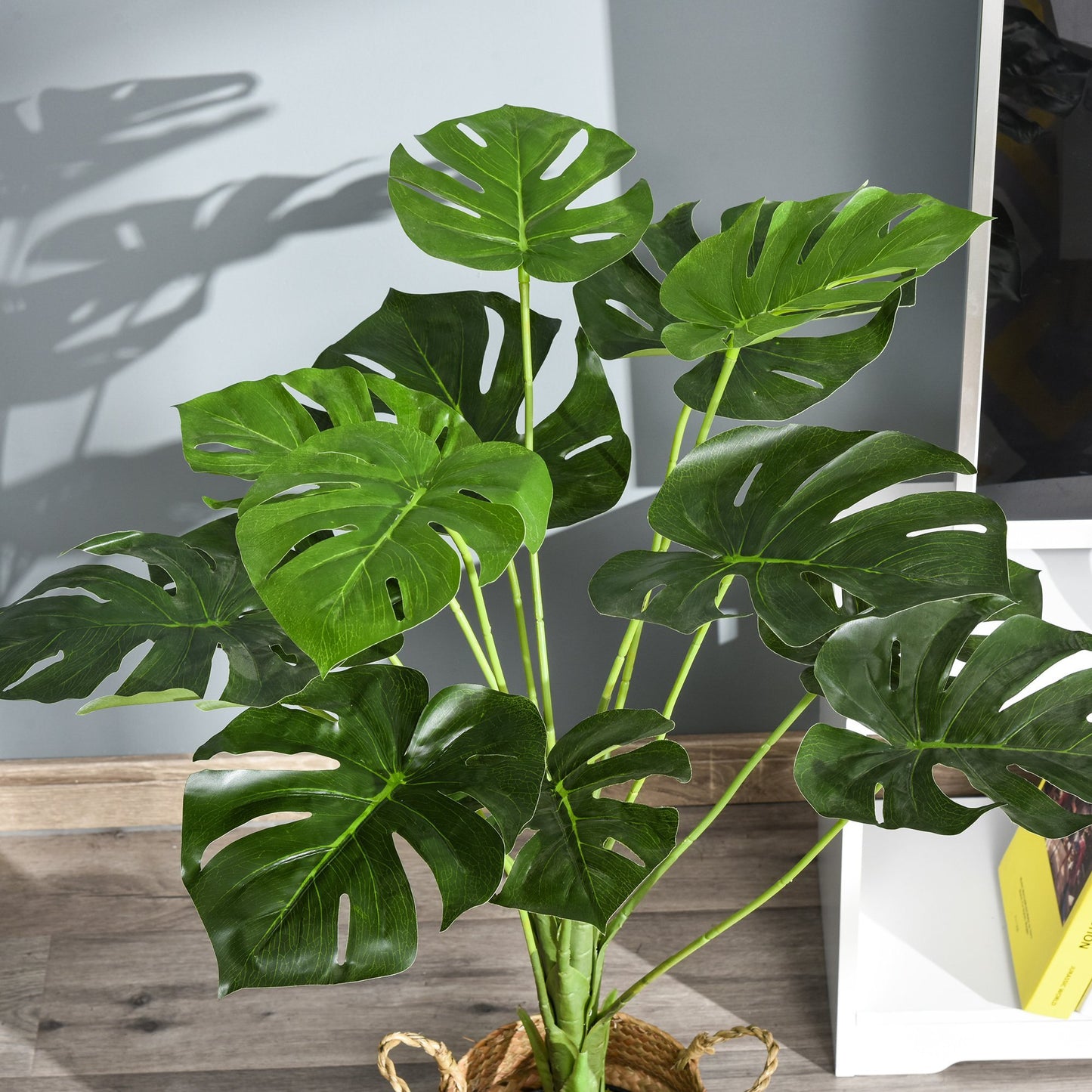 Artificial Monstera Tree 13 Leaves & Nursery Pot, Fake Tropical Palm Tree 85cm