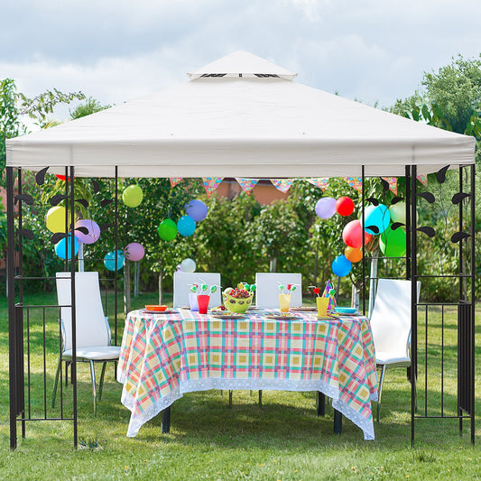 3m x 3m Vented Roof Metal Frame Garden Gazebo Cream