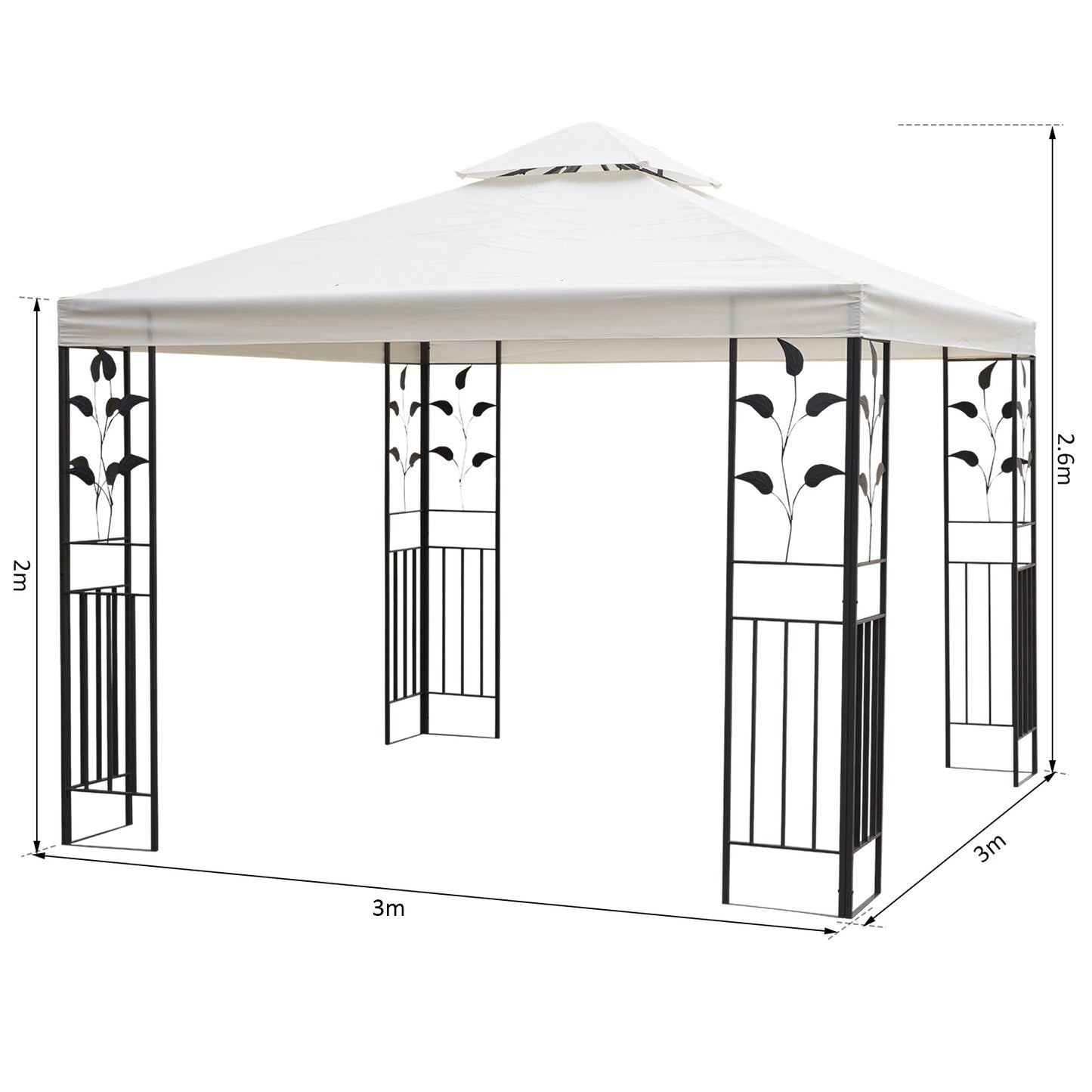 3m x 3m Vented Roof Metal Frame Garden Gazebo Cream