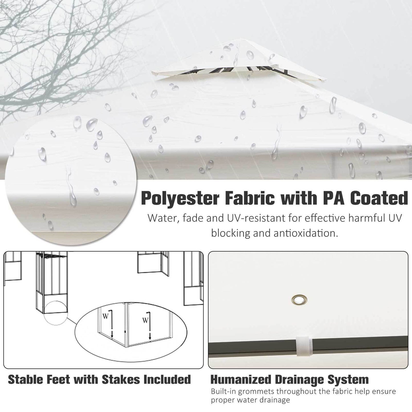 3m x 3m Vented Roof Metal Frame Garden Gazebo Cream