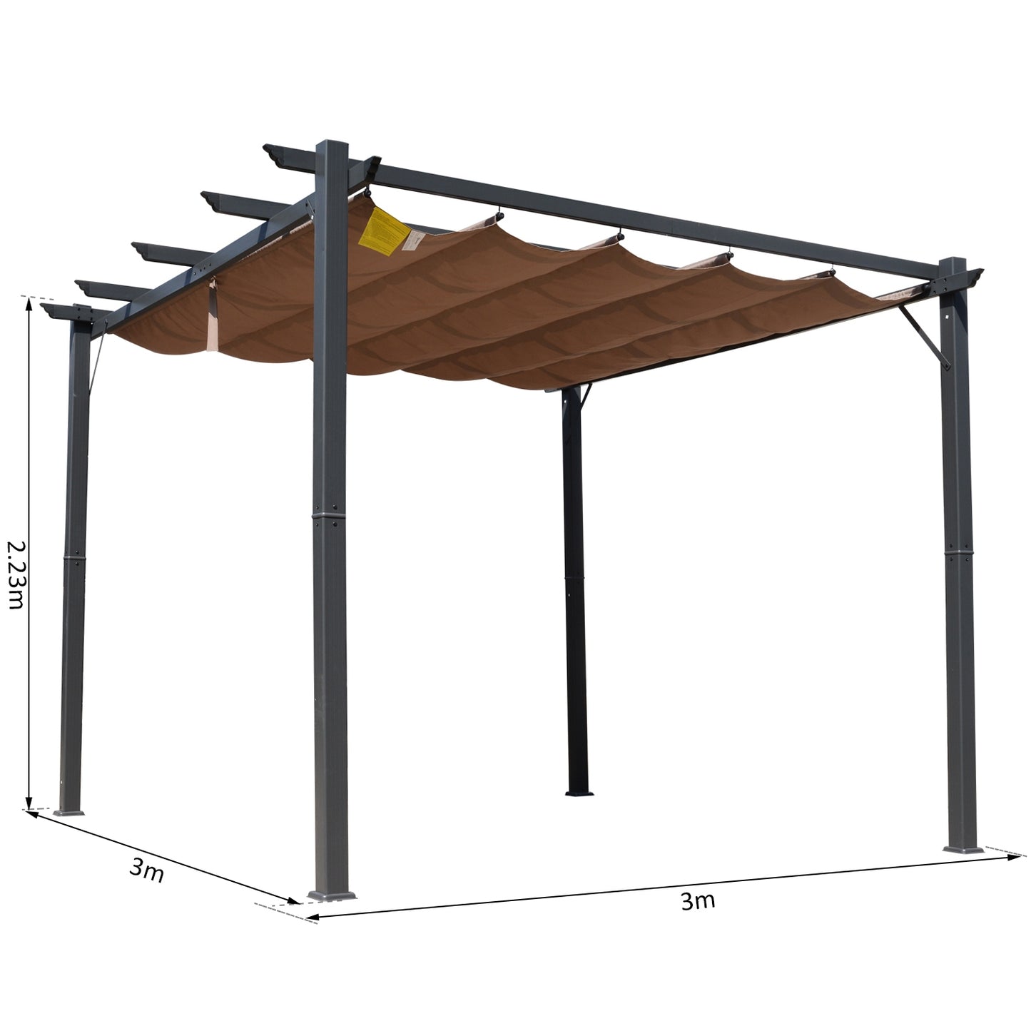 Pergola Awning 3x3 m-Brown/Black