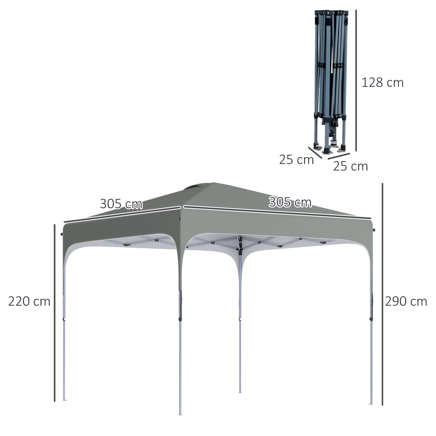 3x3M Pop Up Gazebo, Foldable Canopy Tent & Carry Bag with Wheels & 4 Legs