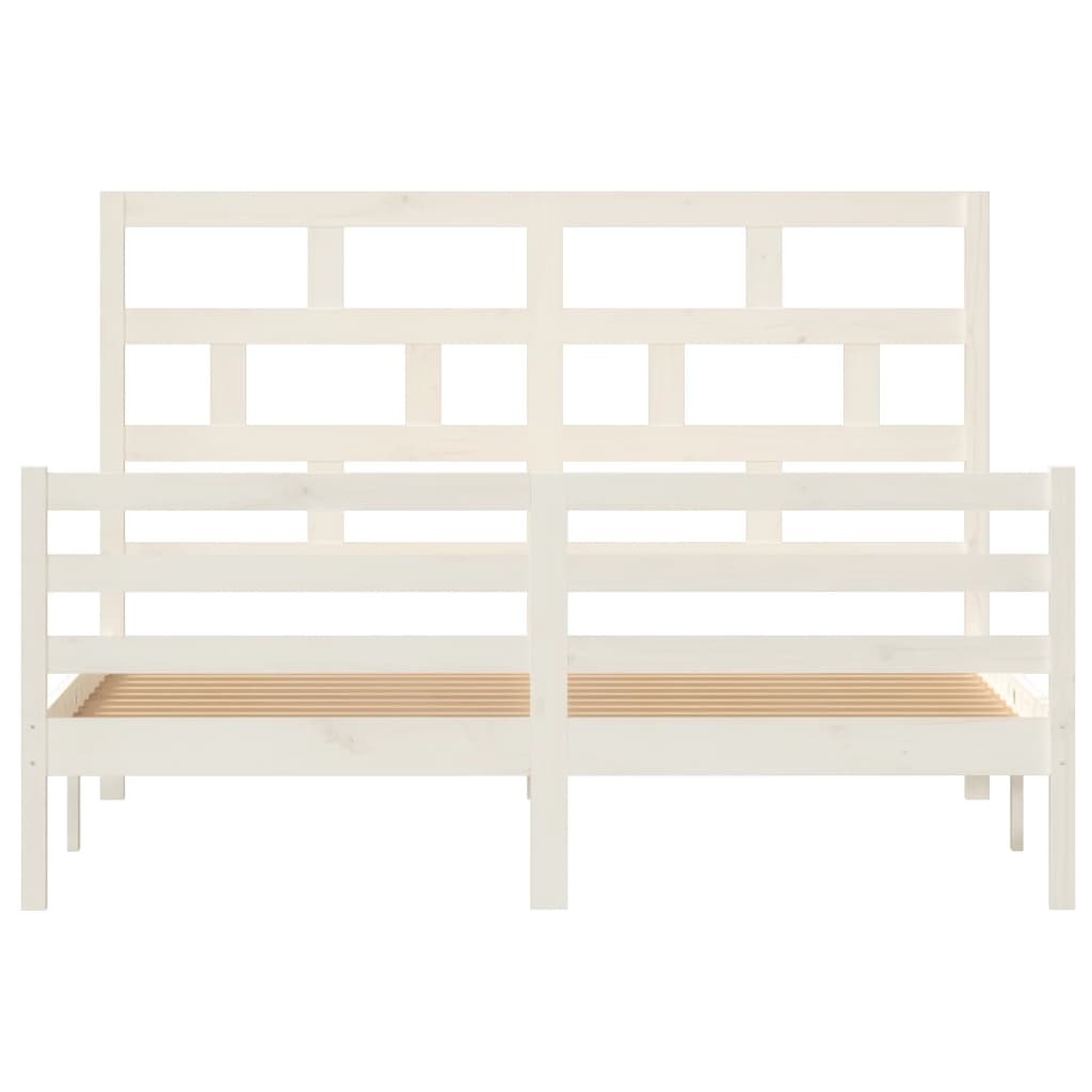 Bed Frame White Solid Wood 150x200 cm 5FT King Size