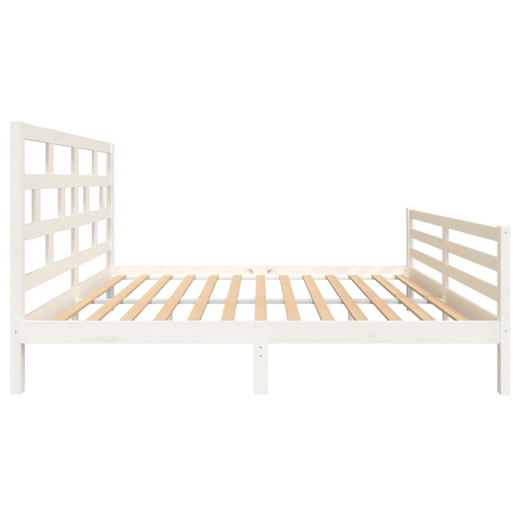 Bed Frame White Solid Wood 150x200 cm 5FT King Size