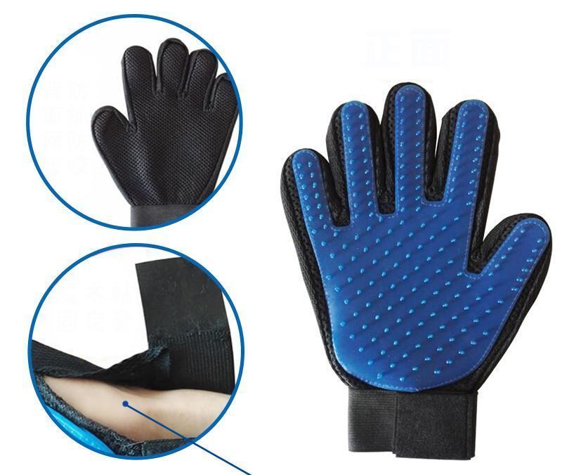 Vinsani [Blue] Pet Grooming Glove Brush Massager, Pet Hair Remover Mitt Deshedding Glove - Perfect for Dogs & Cats with Long & Short Fur