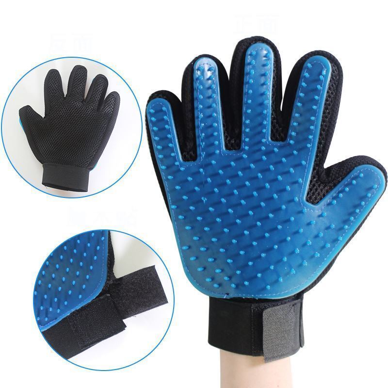 Vinsani [Blue] Pet Grooming Glove Brush Massager, Pet Hair Remover Mitt Deshedding Glove - Perfect for Dogs & Cats with Long & Short Fur