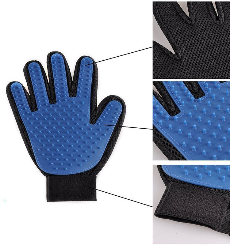 Vinsani [Blue] Pet Grooming Glove Brush Massager, Pet Hair Remover Mitt Deshedding Glove - Perfect for Dogs & Cats with Long & Short Fur