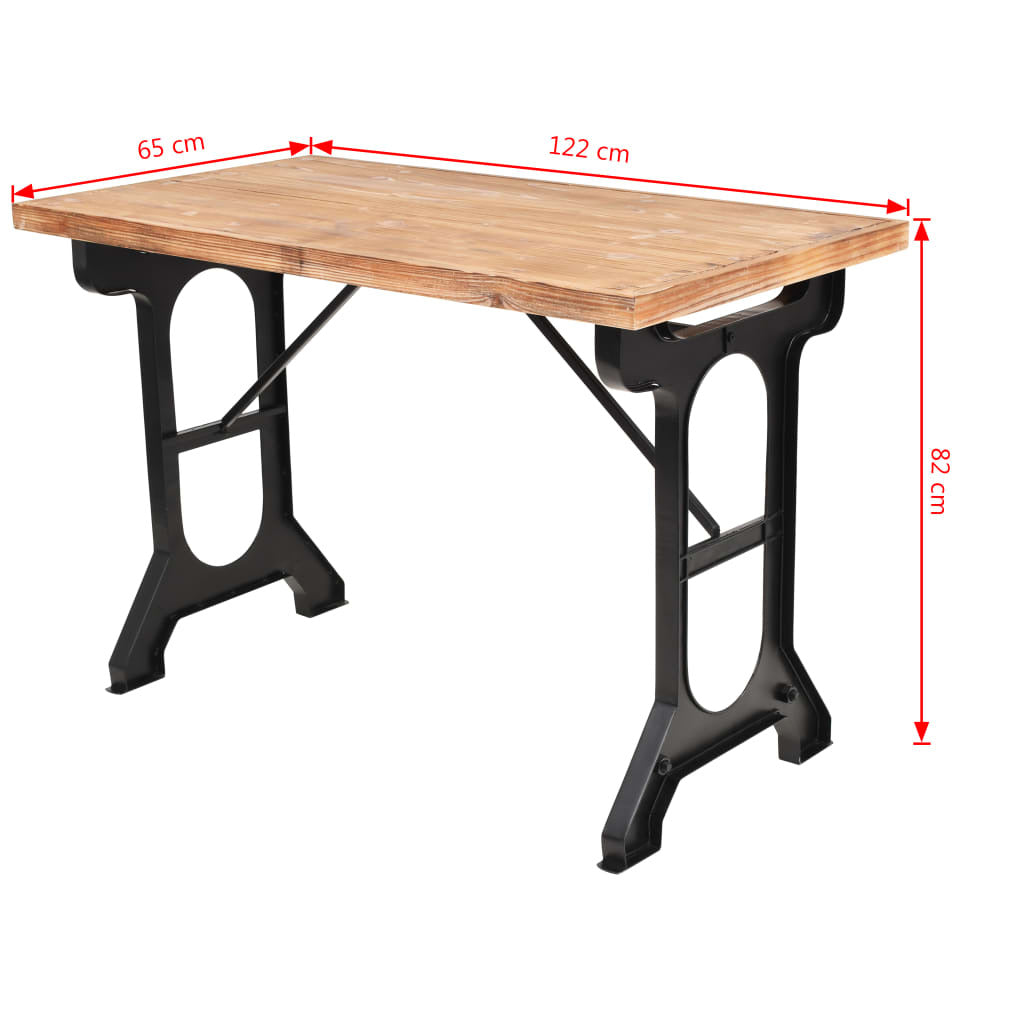 Dining Table Solid Fir Wood Top 122x65x82 cm