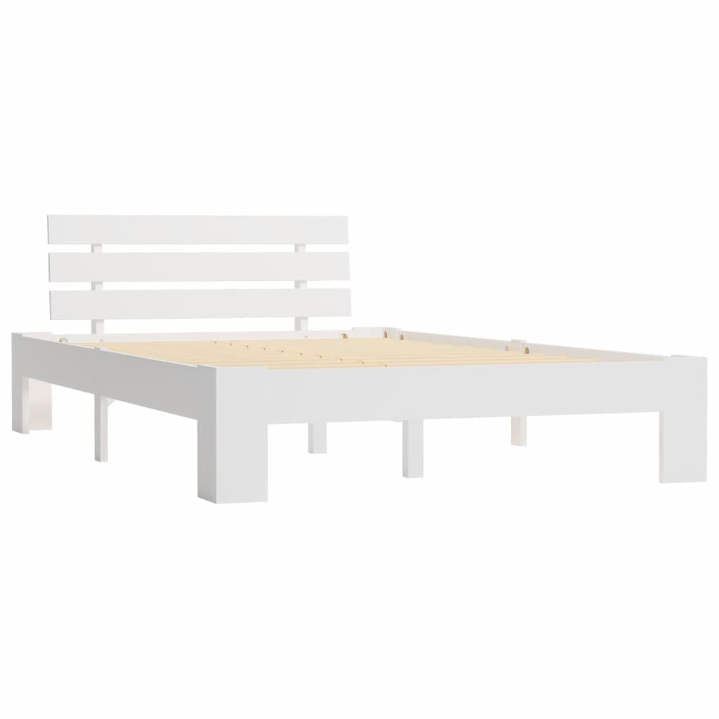 Bed Frame White Solid Pine Wood 120x200 cm