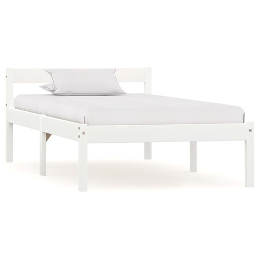 Bed Frame White Solid Pine Wood 90x200 cm