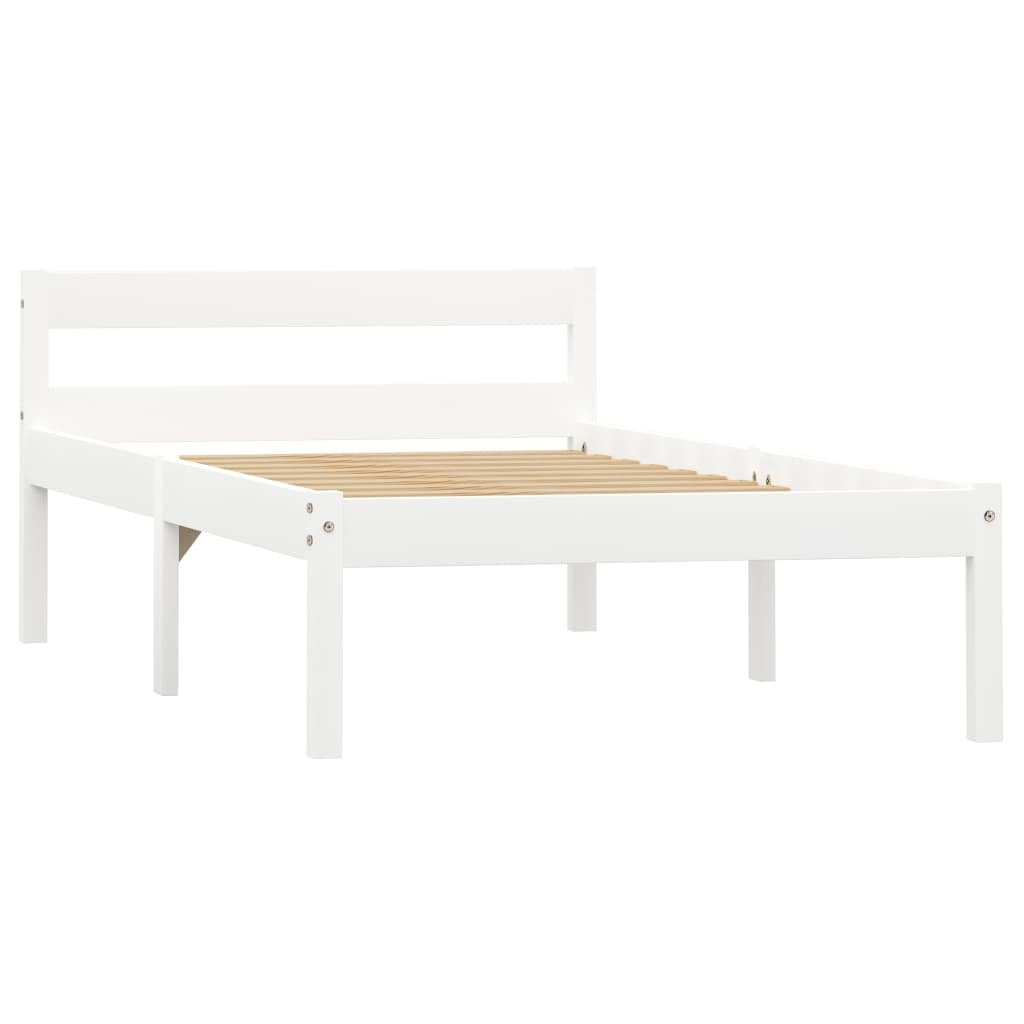 Bed Frame White Solid Pine Wood 90x200 cm