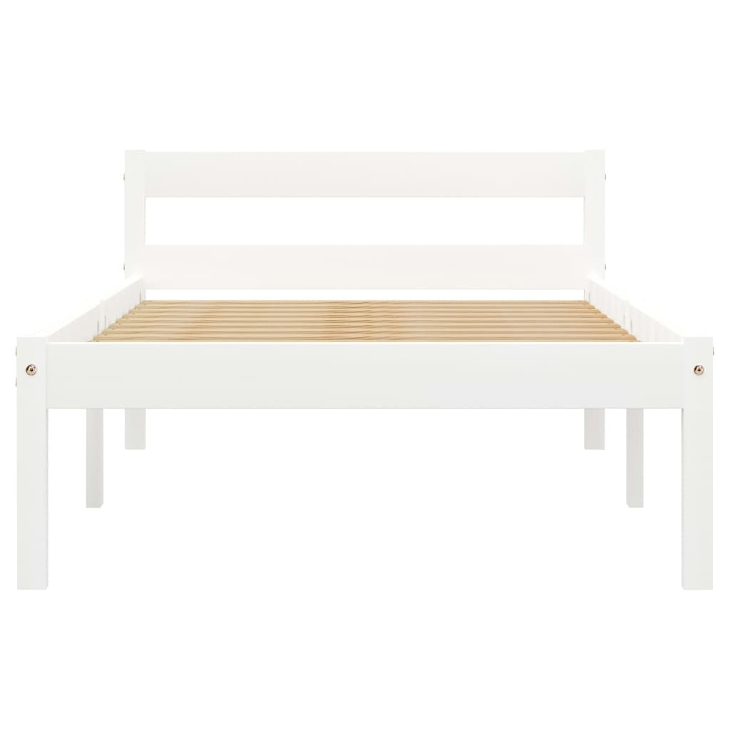 Bed Frame White Solid Pine Wood 90x200 cm