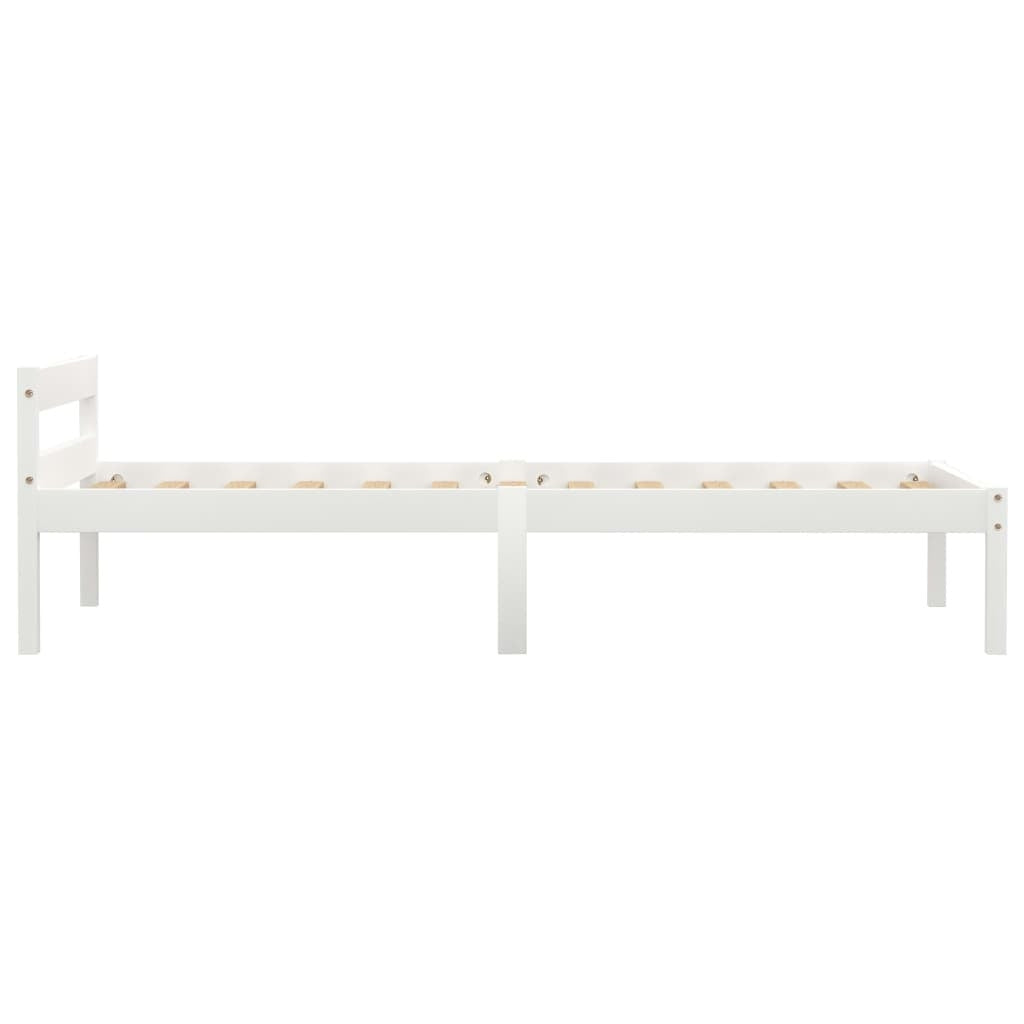Bed Frame White Solid Pine Wood 90x200 cm