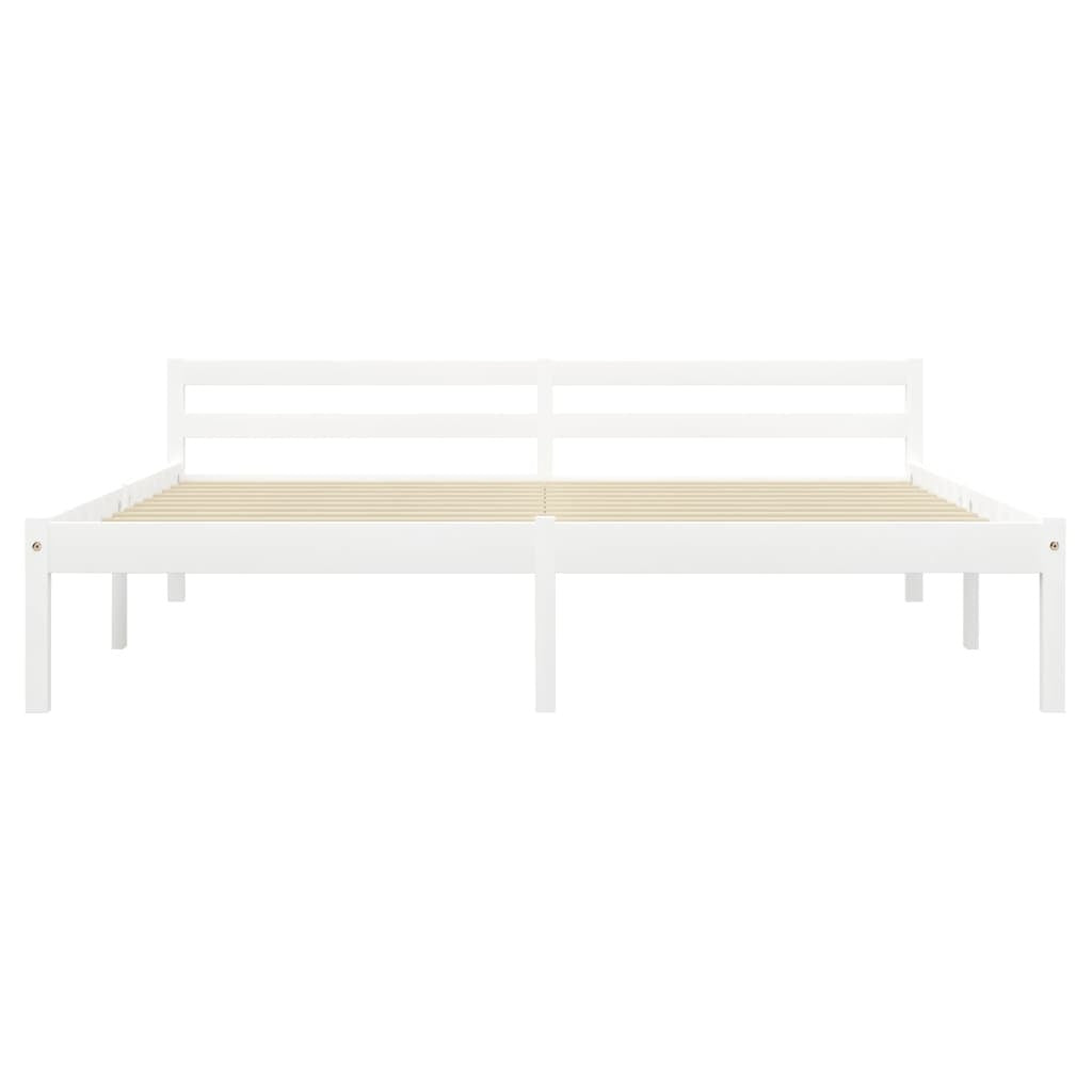 Bed Frame White Solid Pine Wood 160x200 cm