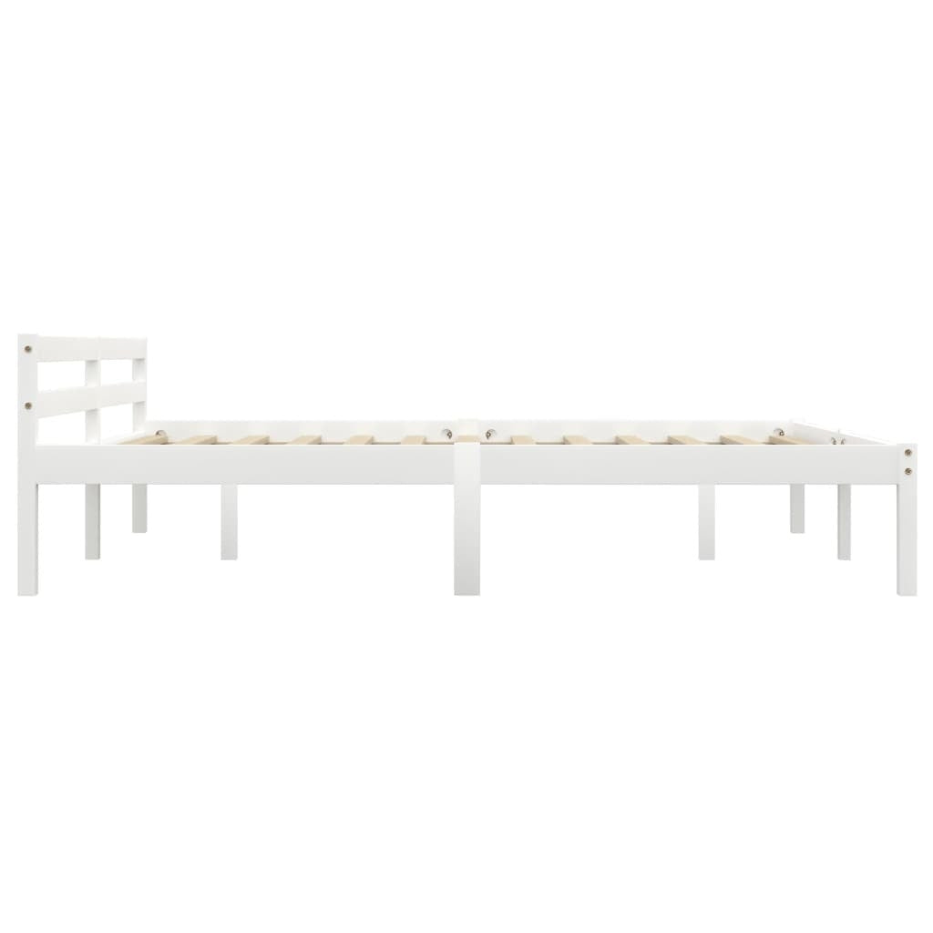 Bed Frame White Solid Pine Wood 160x200 cm
