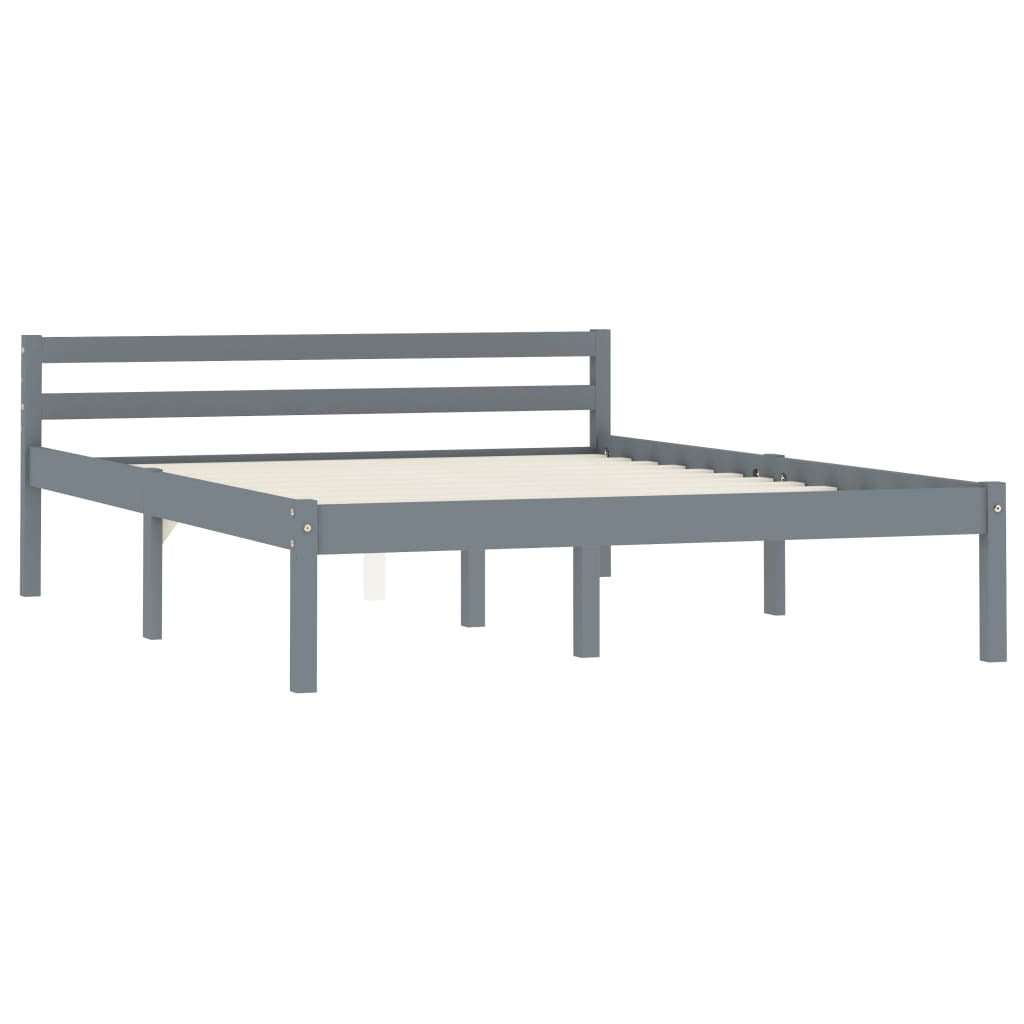 Bed Frame Grey Solid Pine Wood 140x200 cm