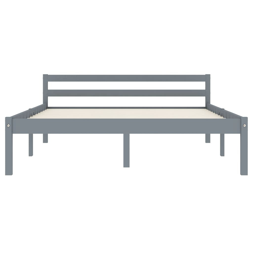 Bed Frame Grey Solid Pine Wood 140x200 cm