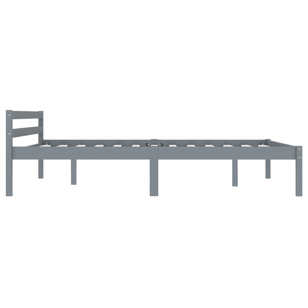 Bed Frame Grey Solid Pine Wood 140x200 cm