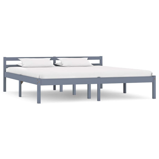Bed Frame Grey Solid Pine Wood 180x200 cm 6FT Super King