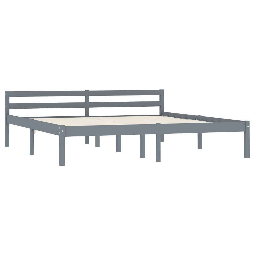 Bed Frame Grey Solid Pine Wood 180x200 cm 6FT Super King