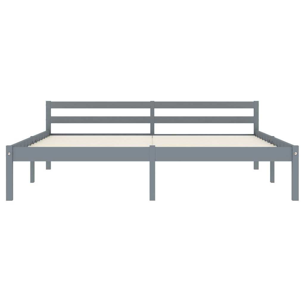 Bed Frame Grey Solid Pine Wood 180x200 cm 6FT Super King