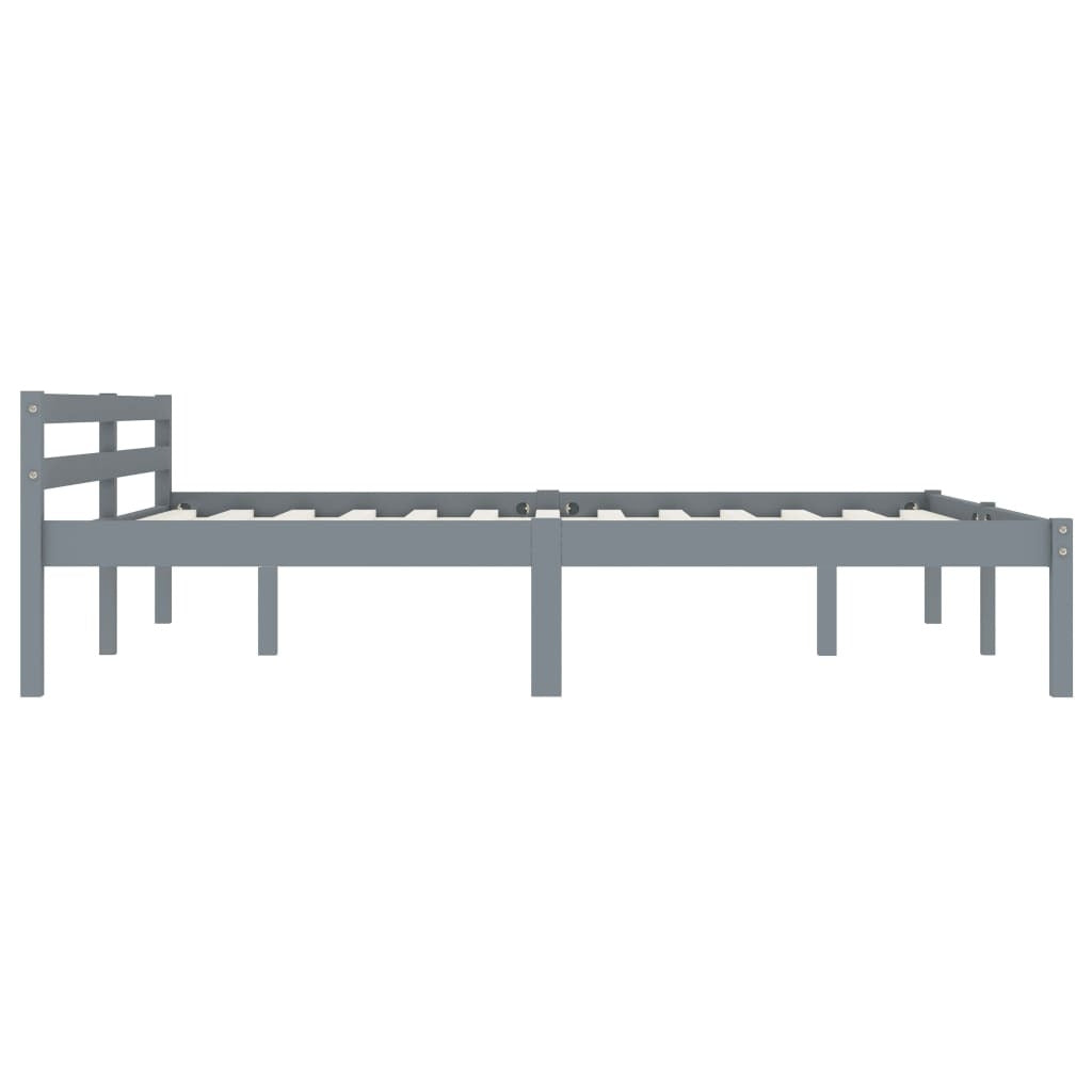 Bed Frame Grey Solid Pine Wood 180x200 cm 6FT Super King