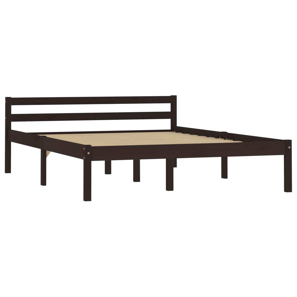 Bed Frame Dark Brown Solid Pine Wood 120x200 cm