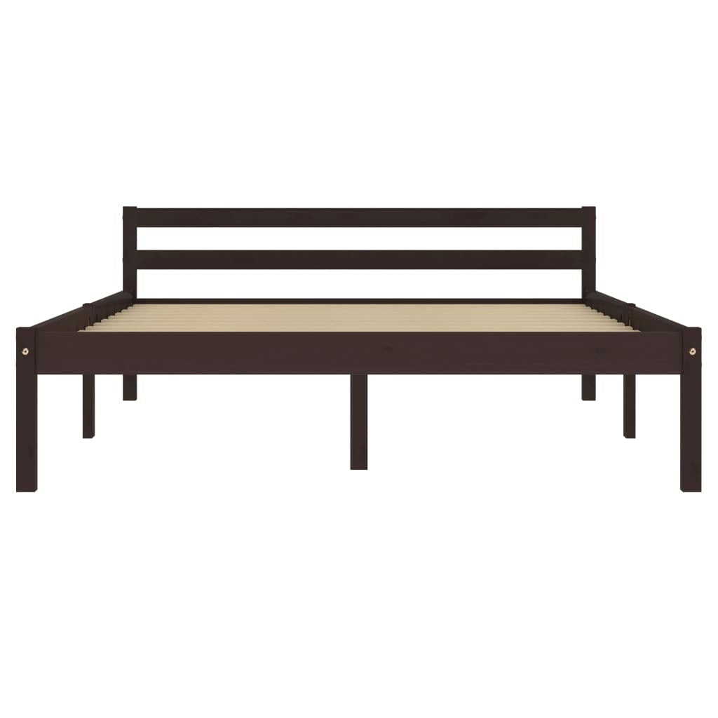 Bed Frame Dark Brown Solid Pine Wood 120x200 cm