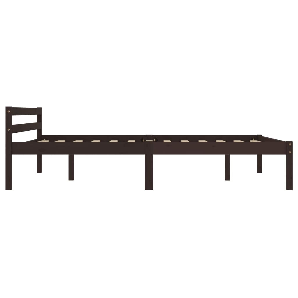 Bed Frame Dark Brown Solid Pine Wood 120x200 cm