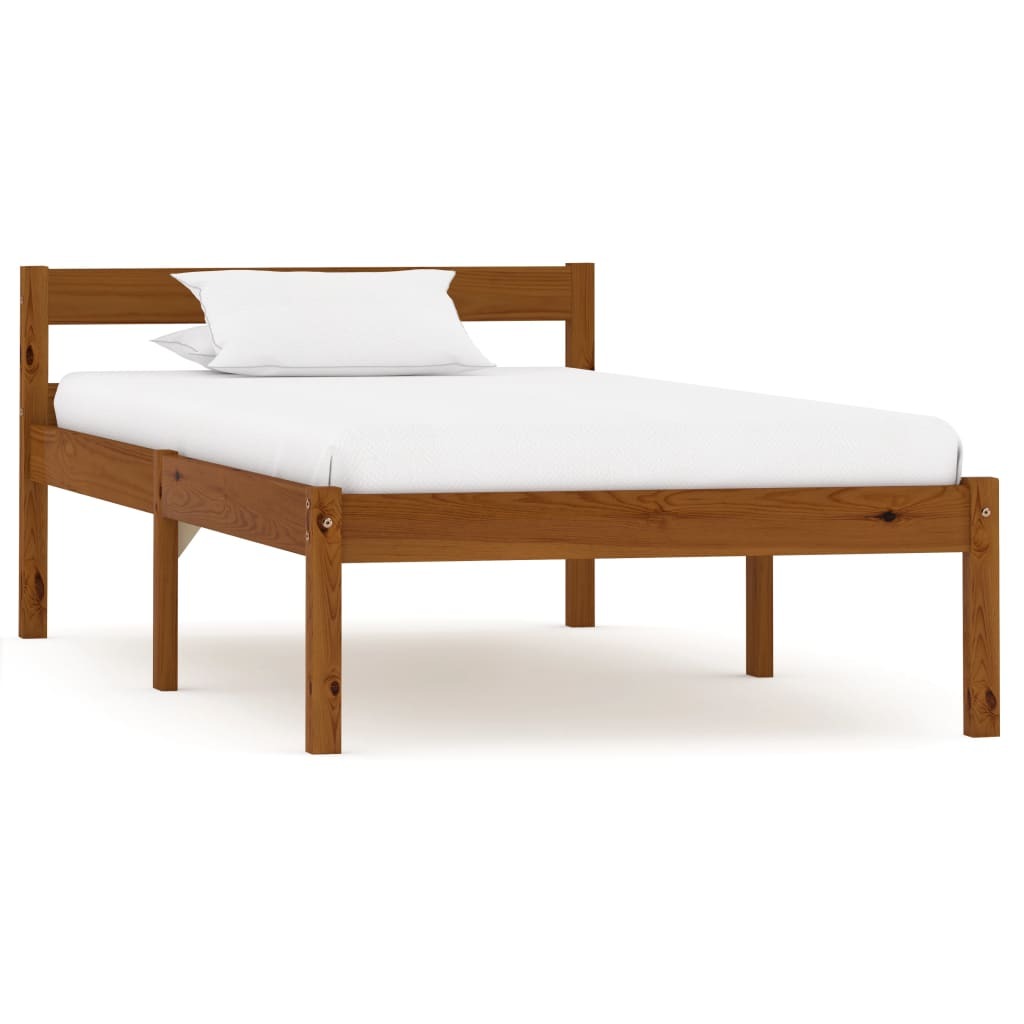 Bed Frame Honey Brown Solid Pine Wood 90x200 cm