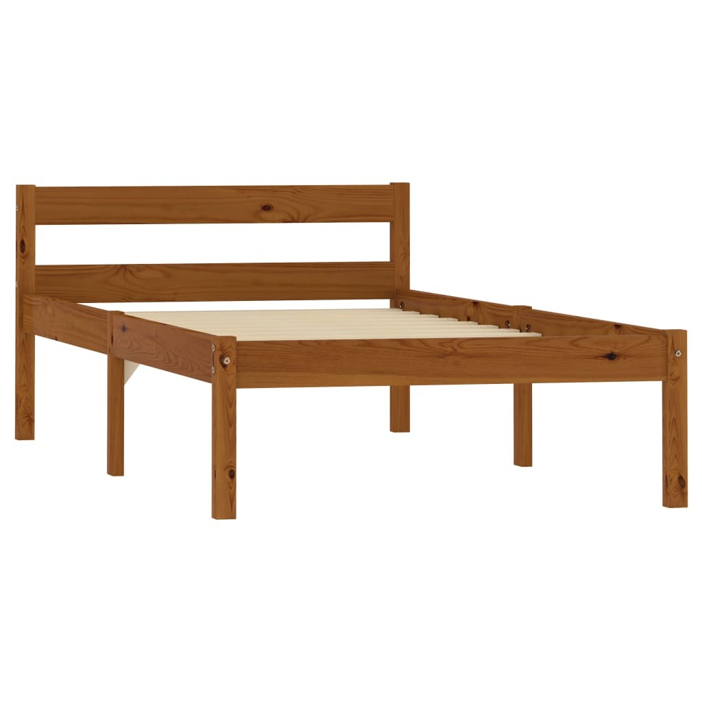 Bed Frame Honey Brown Solid Pine Wood 90x200 cm