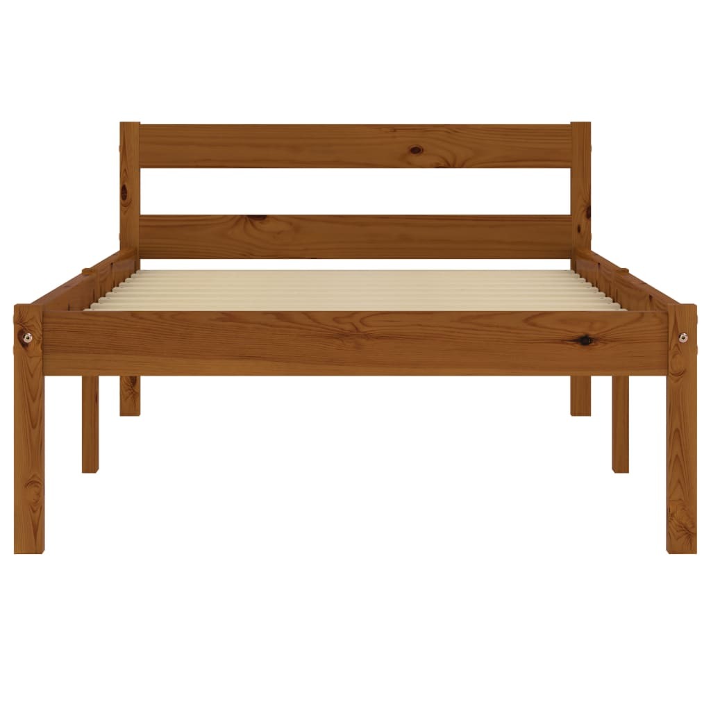 Bed Frame Honey Brown Solid Pine Wood 90x200 cm