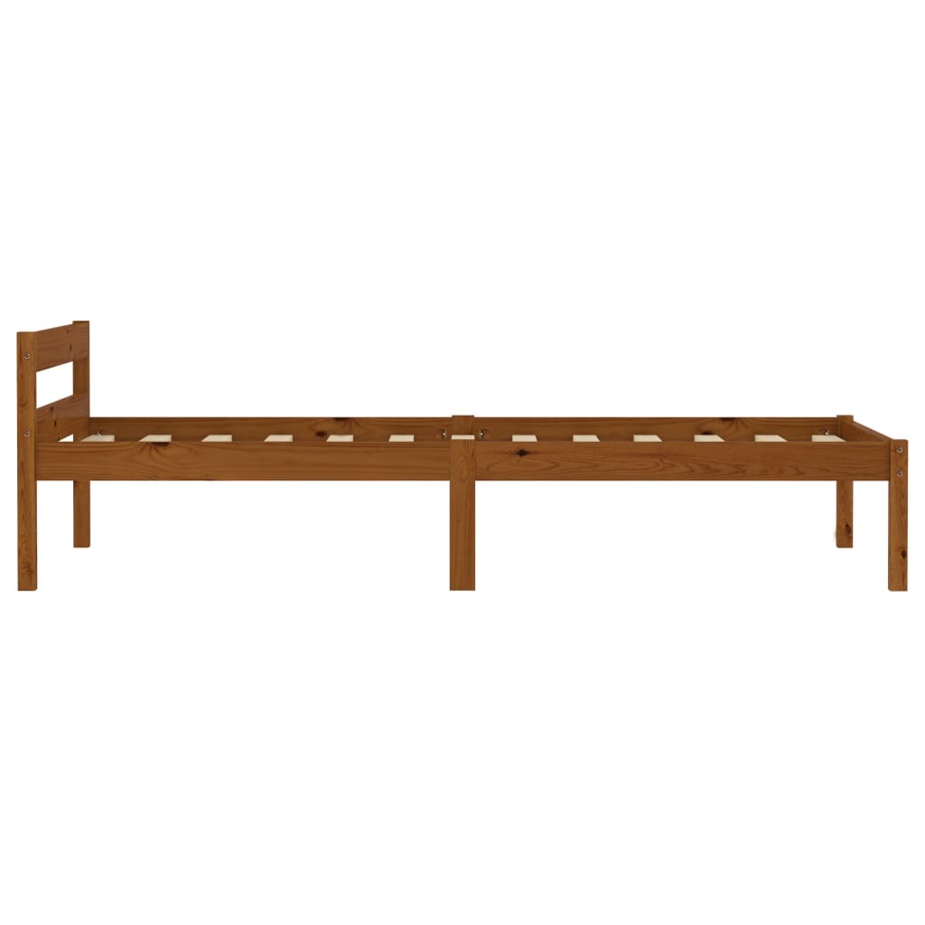 Bed Frame Honey Brown Solid Pine Wood 90x200 cm