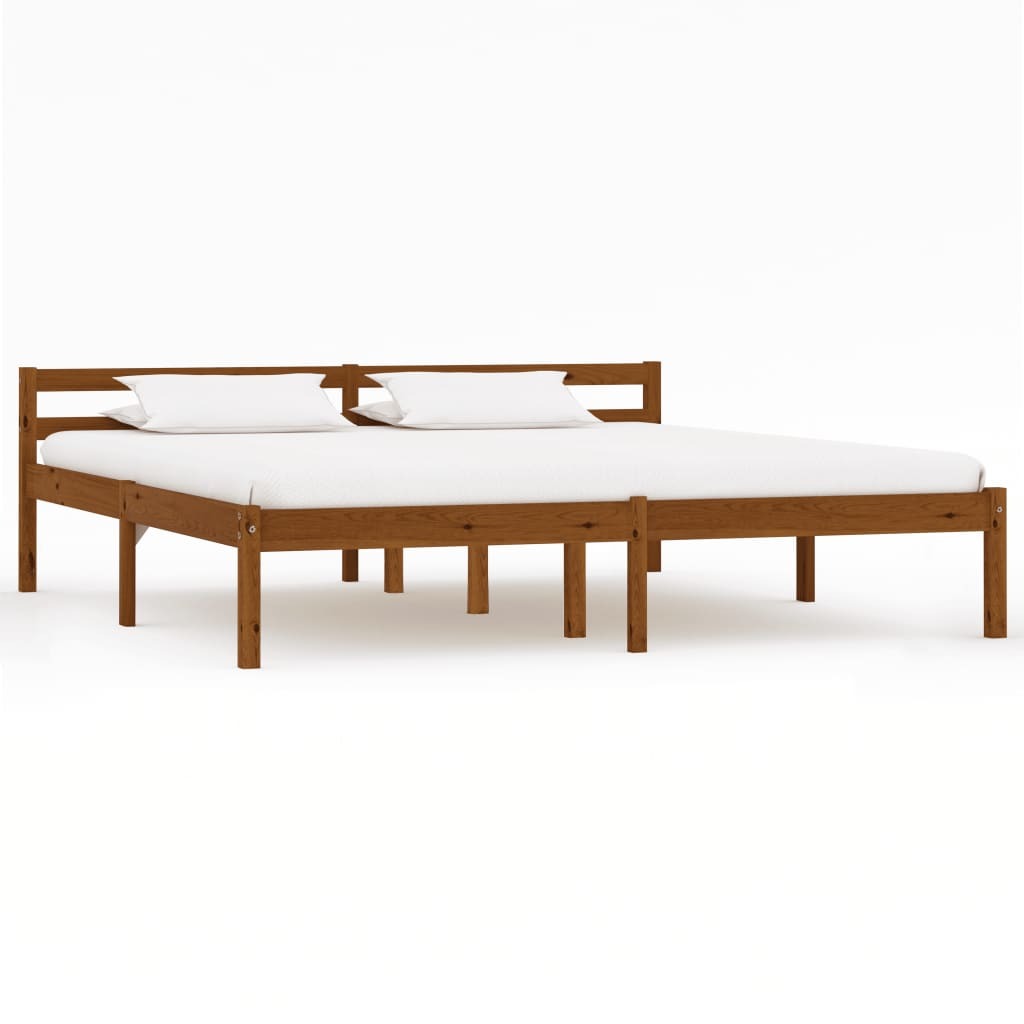 Bed Frame Honey Brown Solid Pine Wood 180x200 cm 6FT Super King