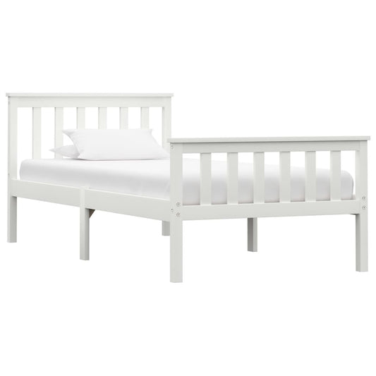 Bed Frame White Solid Pinewood 100x200cm
