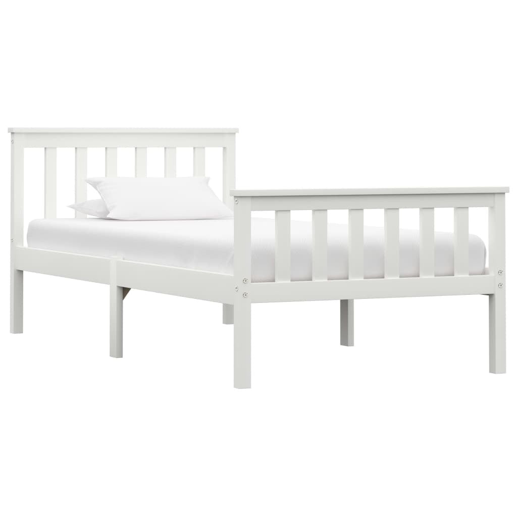 Bed Frame White Solid Pinewood 100x200cm