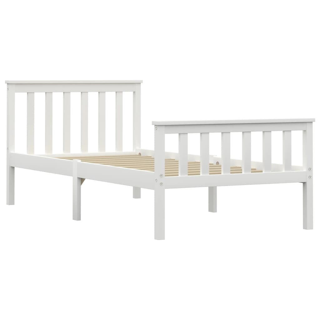 Bed Frame White Solid Pinewood 100x200cm