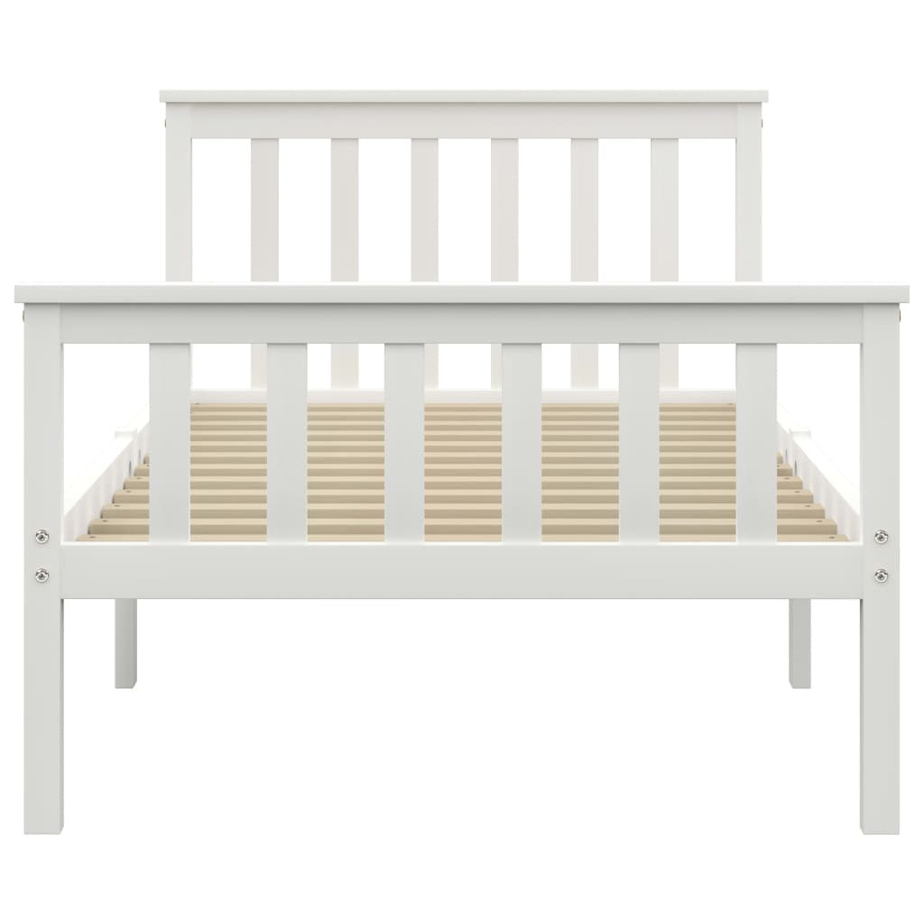 Bed Frame White Solid Pinewood 100x200cm